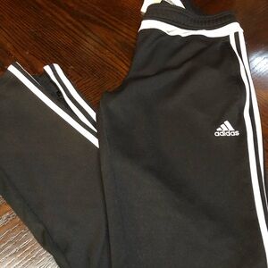 Adidas Black Joggers with White Stripes